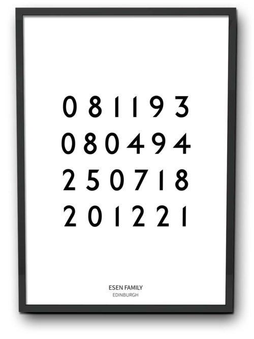 Family dates personal poster white