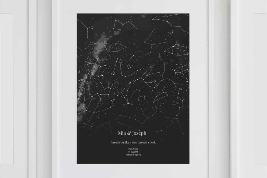 Square personalised star map design