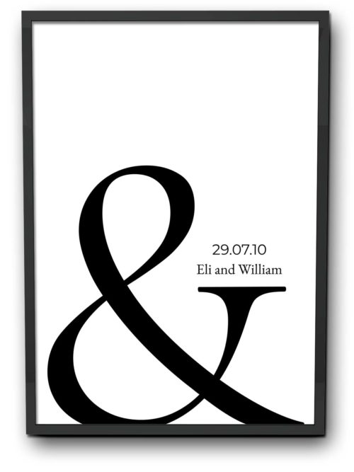 You and me personalised poster white print